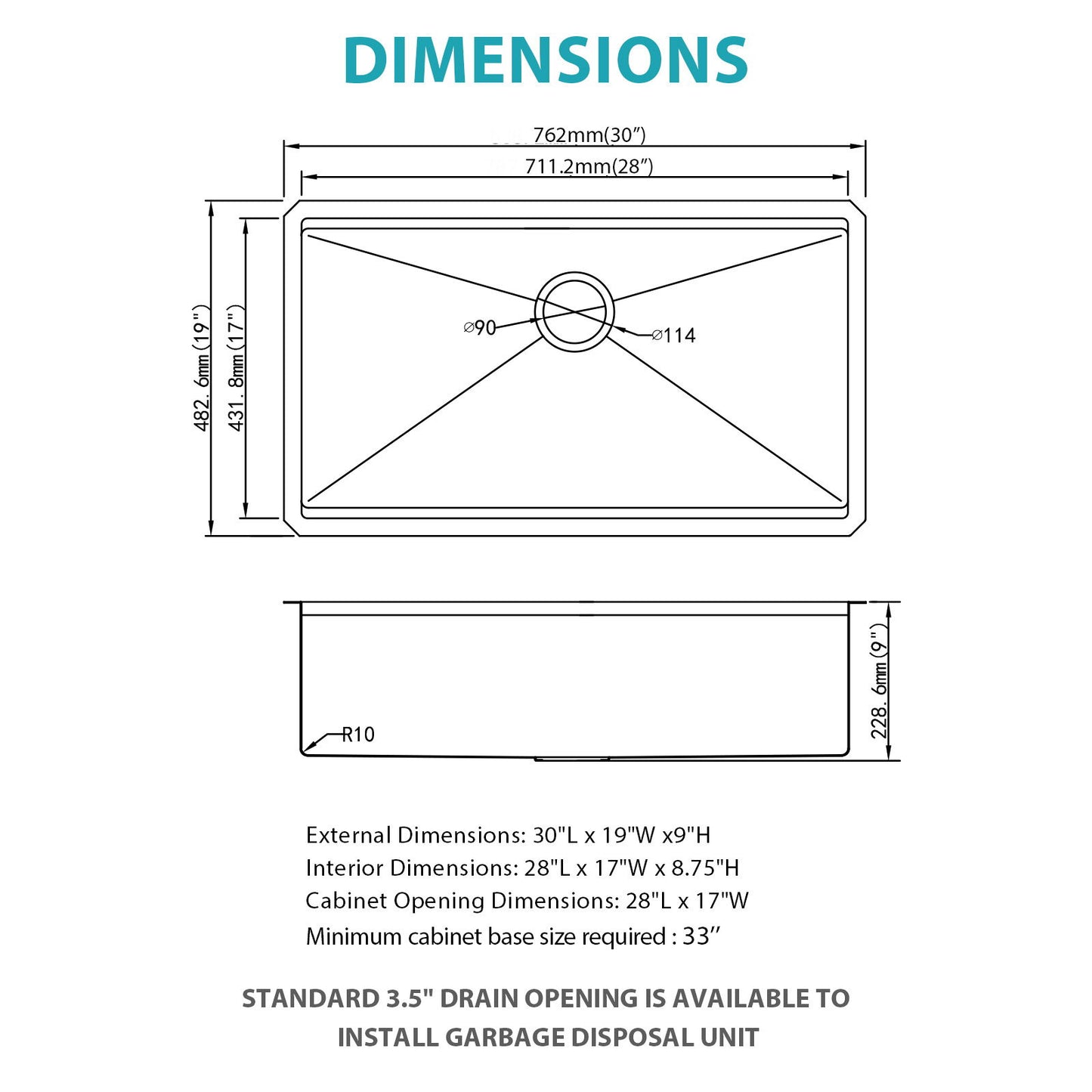 Undermount Workstation Kitchen Sink Stainless Steel Single Bowl