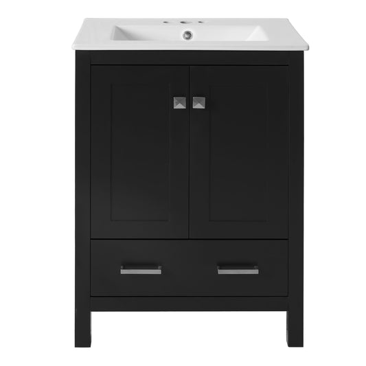 Bathroom Vanity With Integrated Undermount Ceramic Sink, 2 Doors And 1 Drawer, Soft Close Hinges