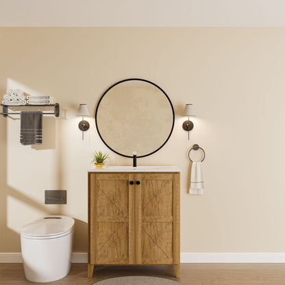 Folding Floor Cabinet With Ceramic Sink, Space Saving