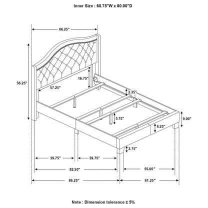 Copper - Queen Wingback Bed - Beige