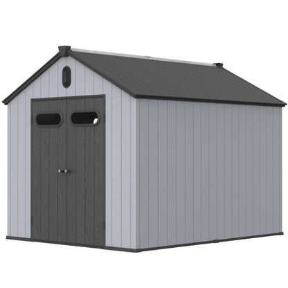 Resin Plastic Storage Shed For Backyard Garden With Spire Tool Storage