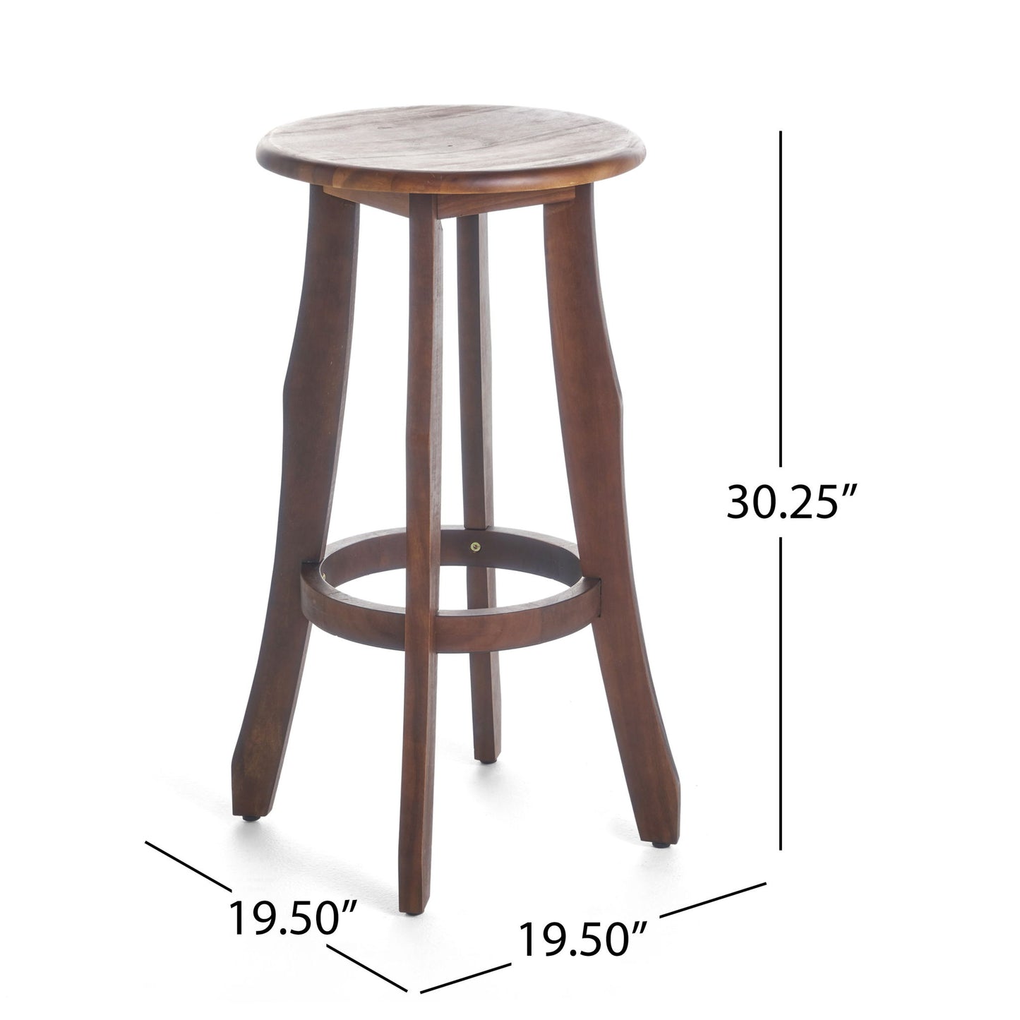 Primrose - Outdoor Acacia Wood Barstools With Foot Rest, (Set of 2) - Dark Brown