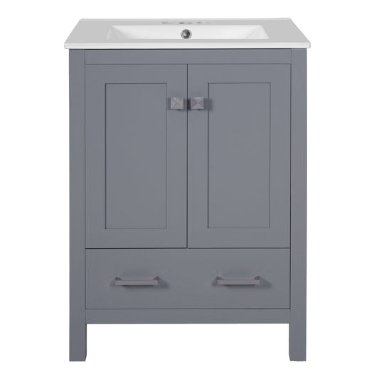 Bathroom Vanity With Integrated Undermount Ceramic Sink, 2 Doors And 1 Drawer, Soft Close Hinges