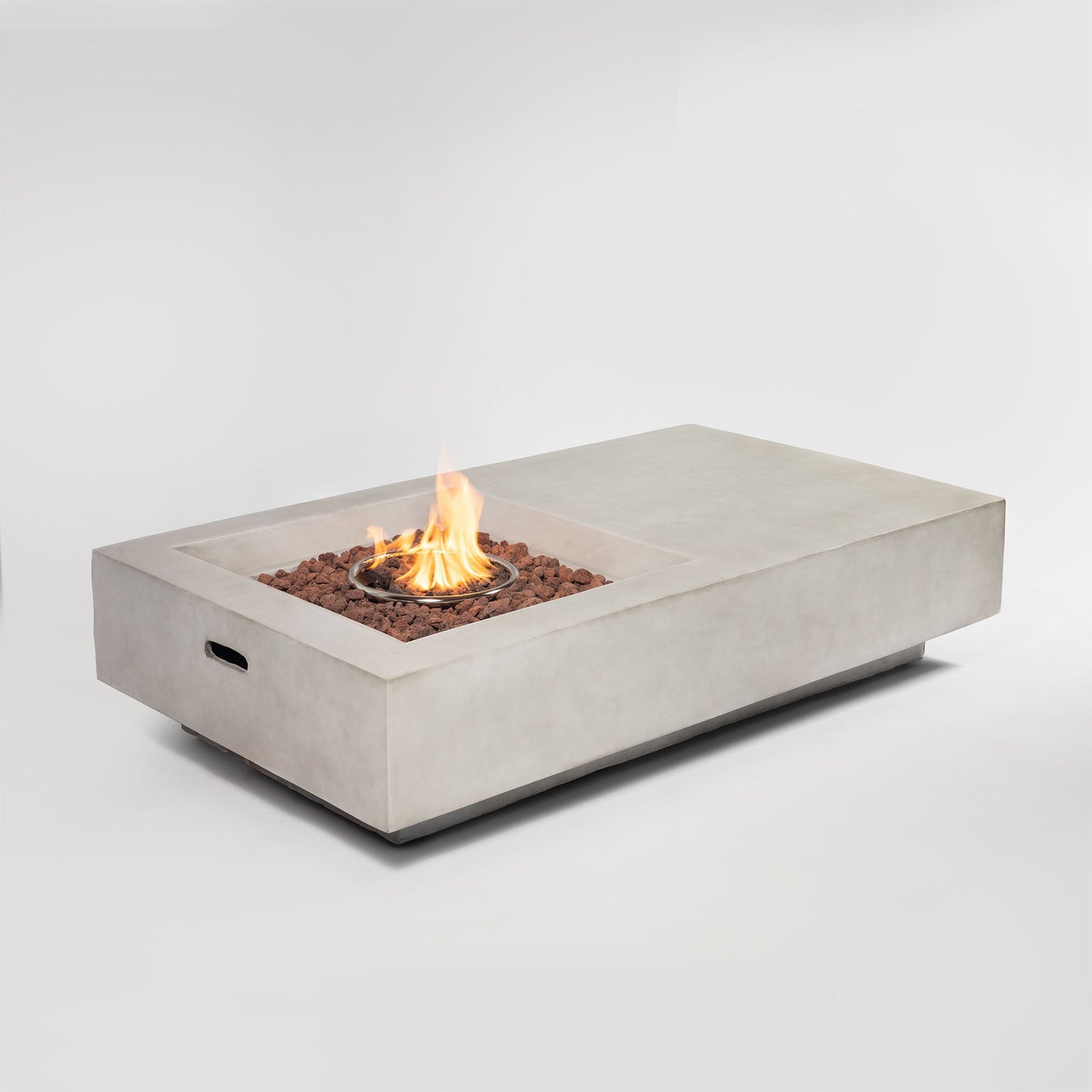 Propane Gas Fire Pit Table, 50000 Btu Rectangular Concrete Fire Pit For Outside Patio Deck Garden Backyard - Light Gray