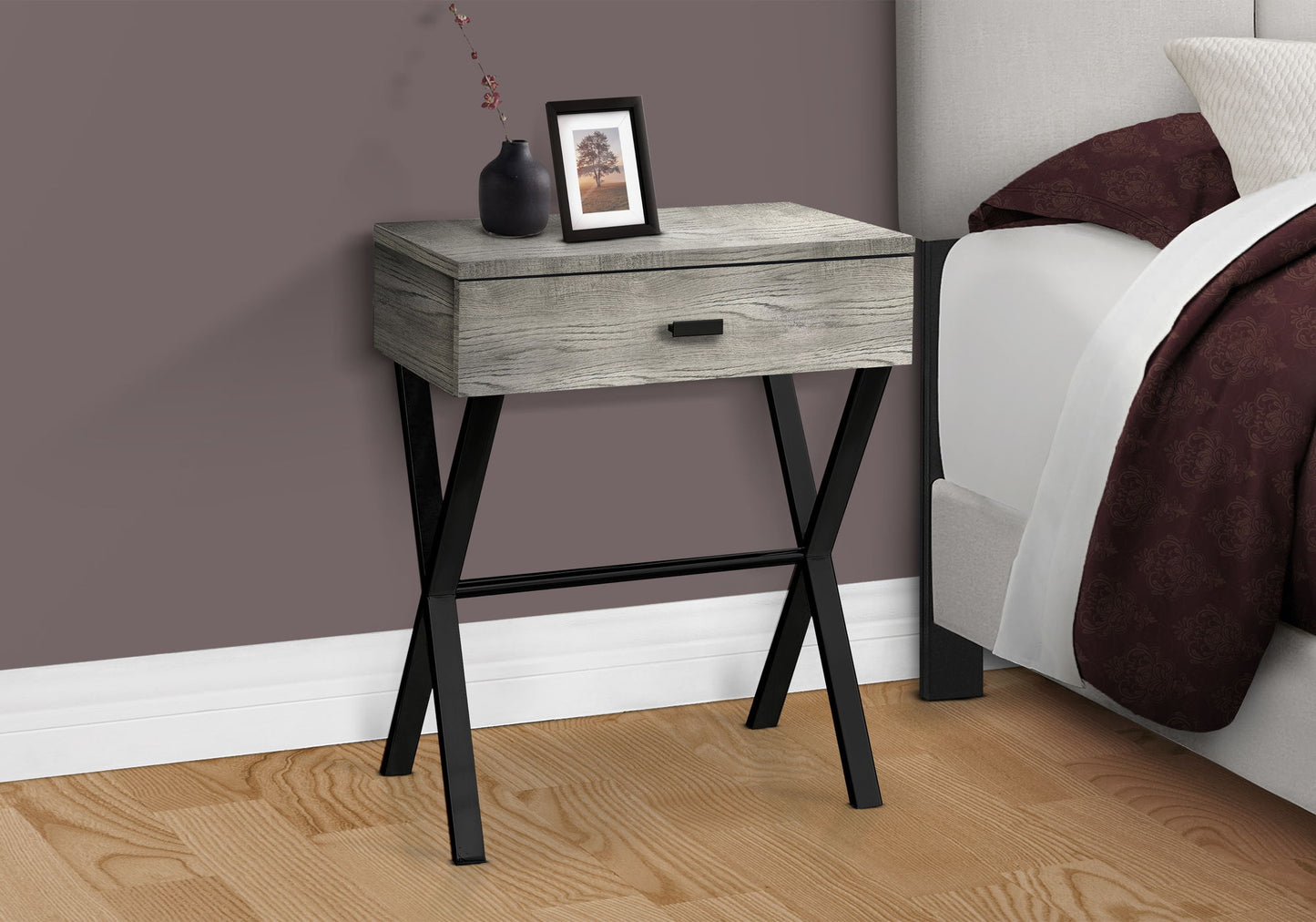 Accent Side X Table, Storage Drawer, Contemporary & Modern
