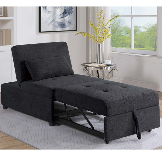 Sleeper Sofa Chair, Convertible Pull Out Bed Couch - Black