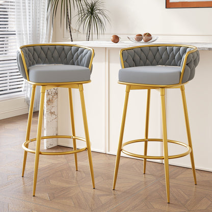 Modern Low Back Upholstered Counter Height Bar Stools (Set of 2)