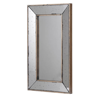 Distressed Accent Mirror, Traditional Style Framed Wall Mirror For Living Room