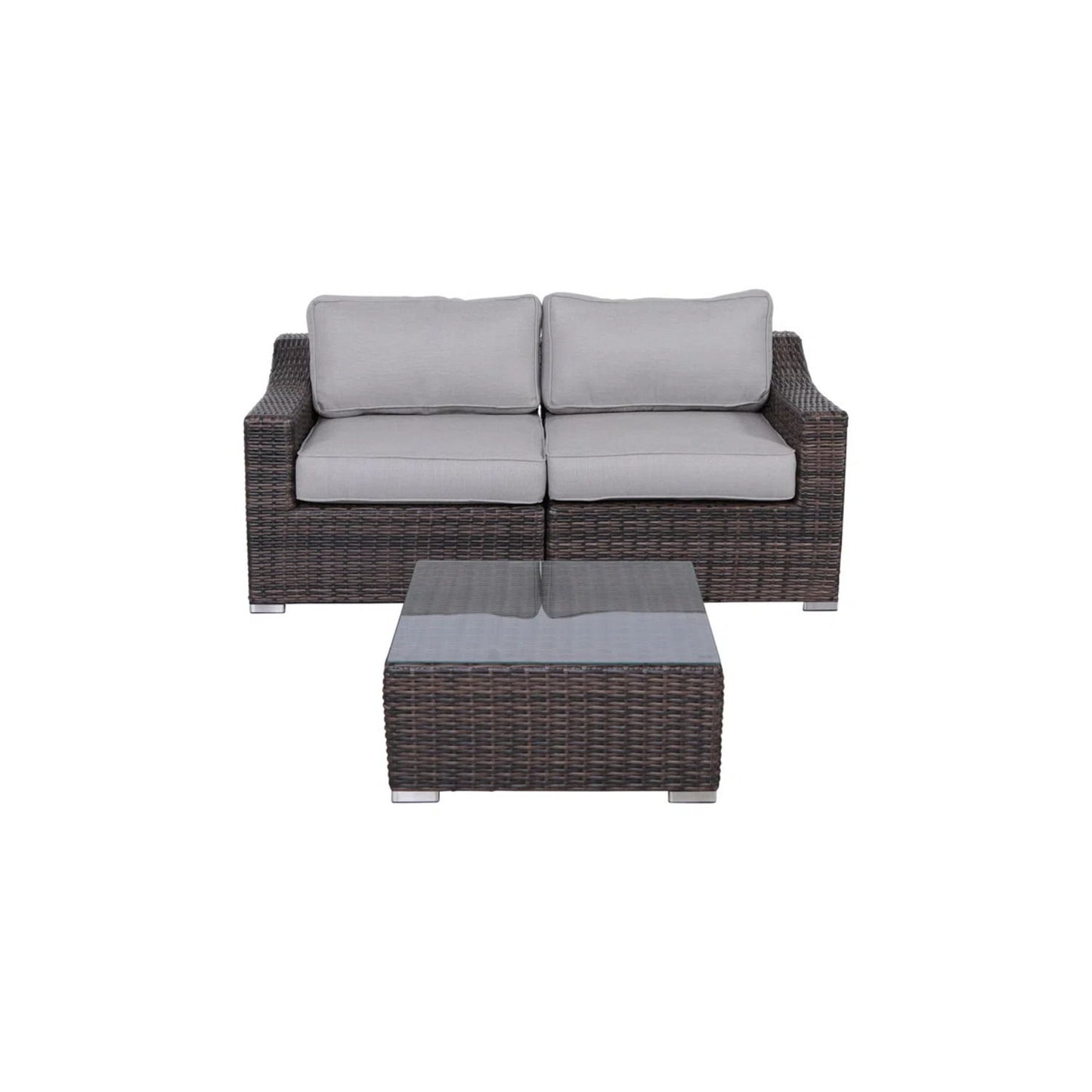 Outdoor Wicker Conversation Set With Cushions, All Weather