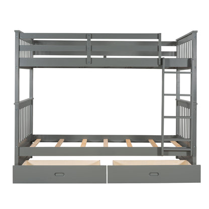 Bunk Bed With Ladders And 2 Storage Drawers