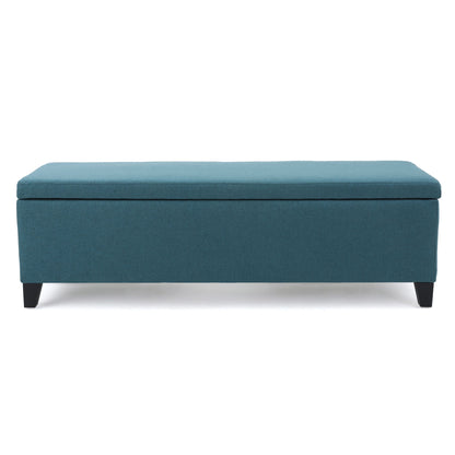 Contemporary Storage Ottoman Bench With Polyester Upholstery