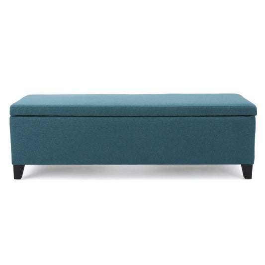Contemporary Storage Ottoman Bench With Polyester Upholstery