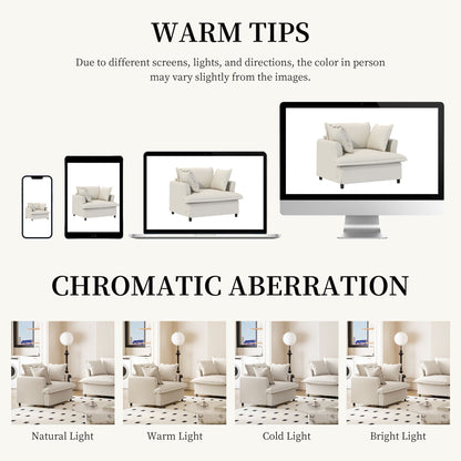 Oversized Single Seat Sofa Module For Modular Sectional Wide Seat, Armchair With Pillows Modern Upholstered Comfy Single Couch Lounge