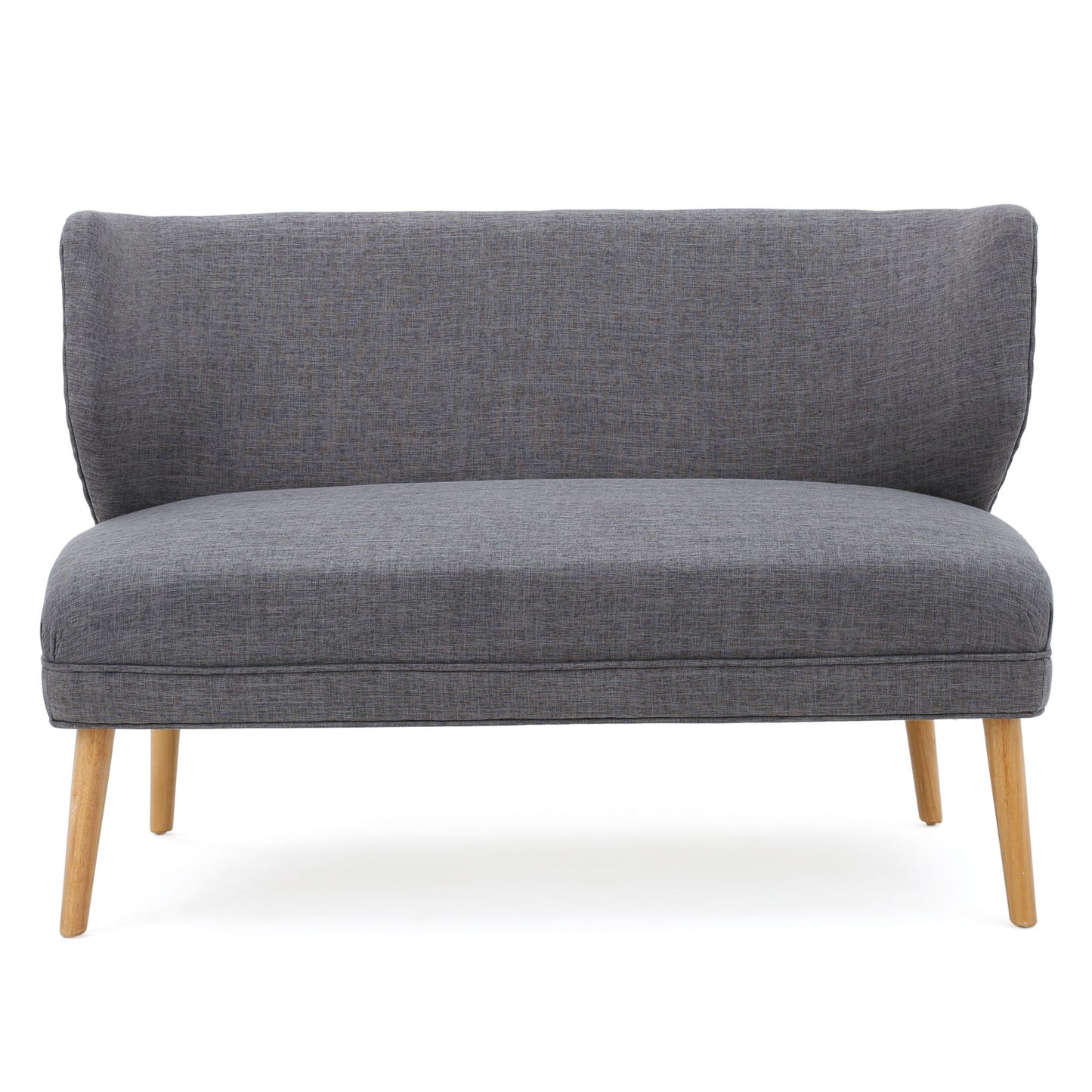 Elegant Classic Upholstered Loveseat With Curved Backrest