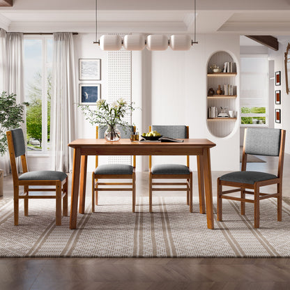 Dining Chairs (Set of 4), Mid Century Modern Fabric Upholstered Kitchen Side Chairs, Farmhouse Dining Room Chair - Brown / Gray