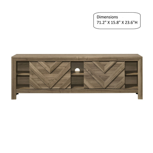 Chevron Patterned Living Room TV Stand - Light Brown