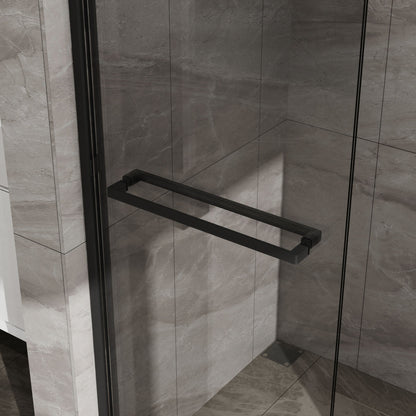 Matte Black Double Sliding Glass Shower Door With Aluminum Frame And SGCC Clear Tempered Glass - Black