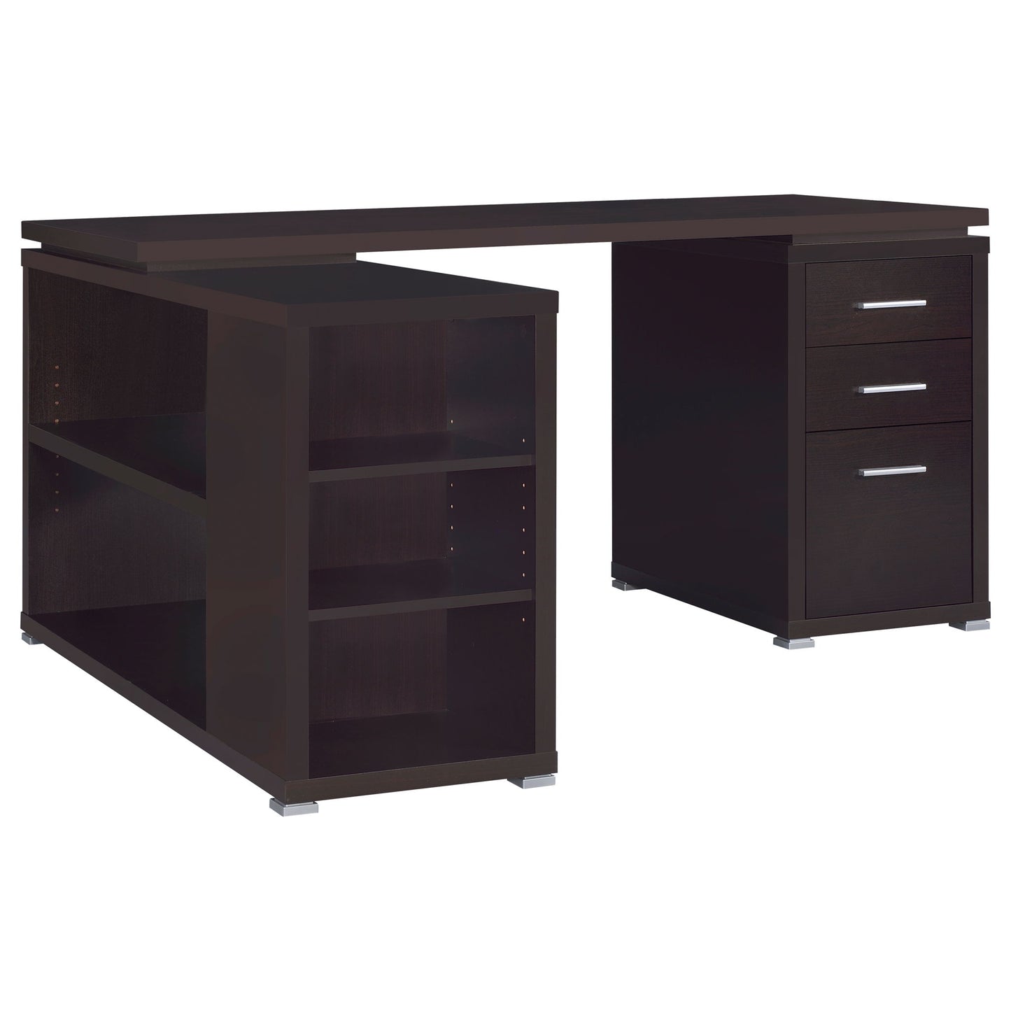 Transitional L Shape Computer Desk With Multiple Storage And Built In File Cabinet