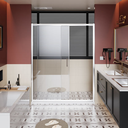 Sliding Shower Door With And Handle - Chrome