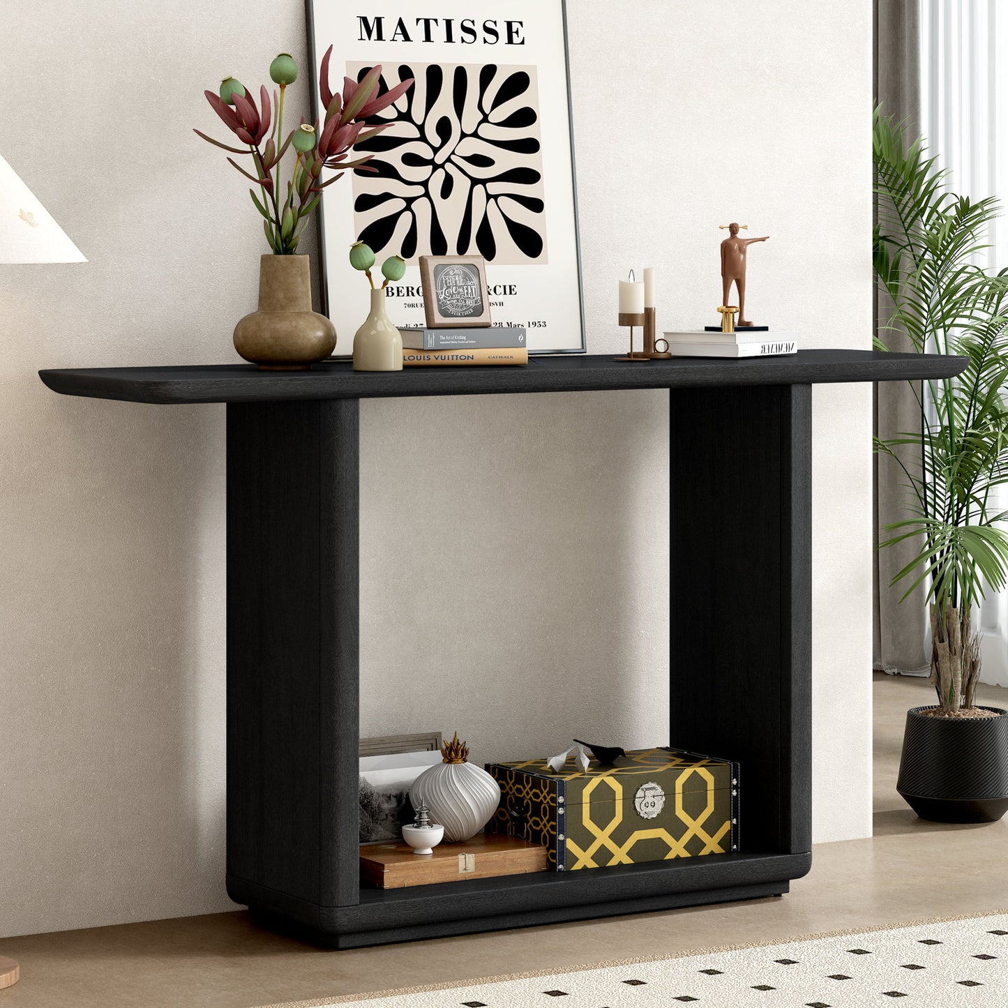 Console Table With Curved Corners And U Base Design