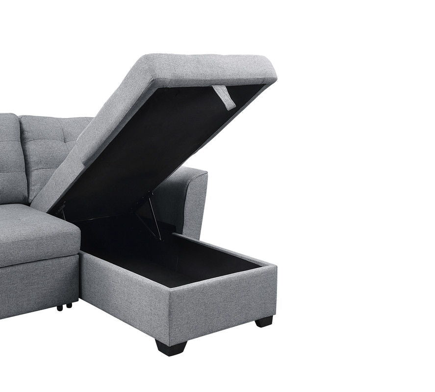 Avery - Sleeper Sectional Sofa With Reversible Storage Chaise - Light Gray