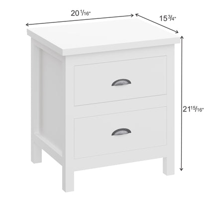 Versatile Solid Wood Night Stand With Drawers For Living Room And Bedroom - White