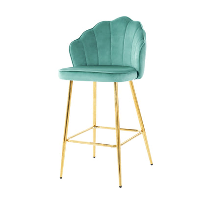 Elegant Shell Shape Velvet Bar Chair (Set of 2)