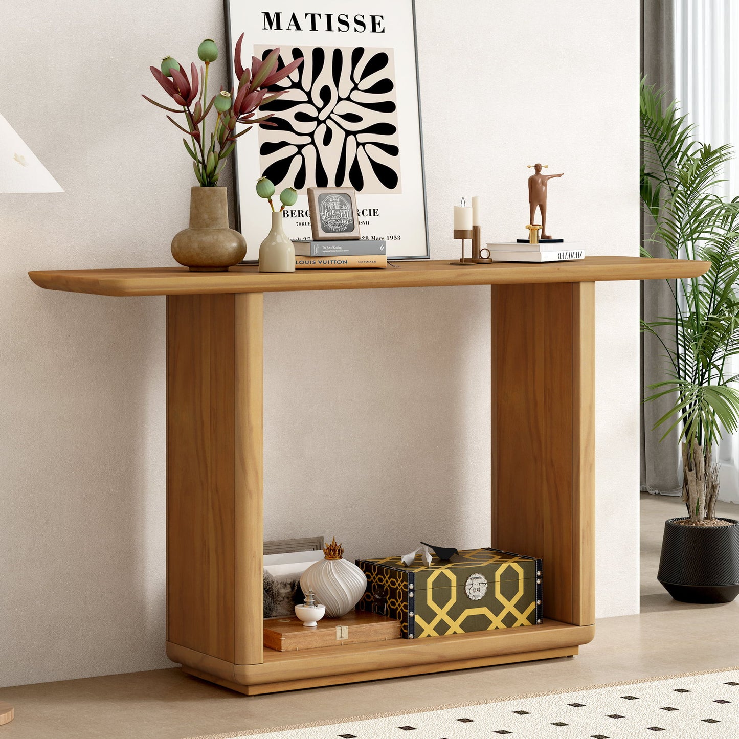 Console Table With Curved Corners And U Base Design