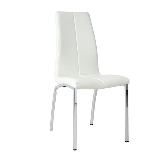 Modern Upholstered Dining Chair (Set of 4) With Electroplated Metal Legs - White