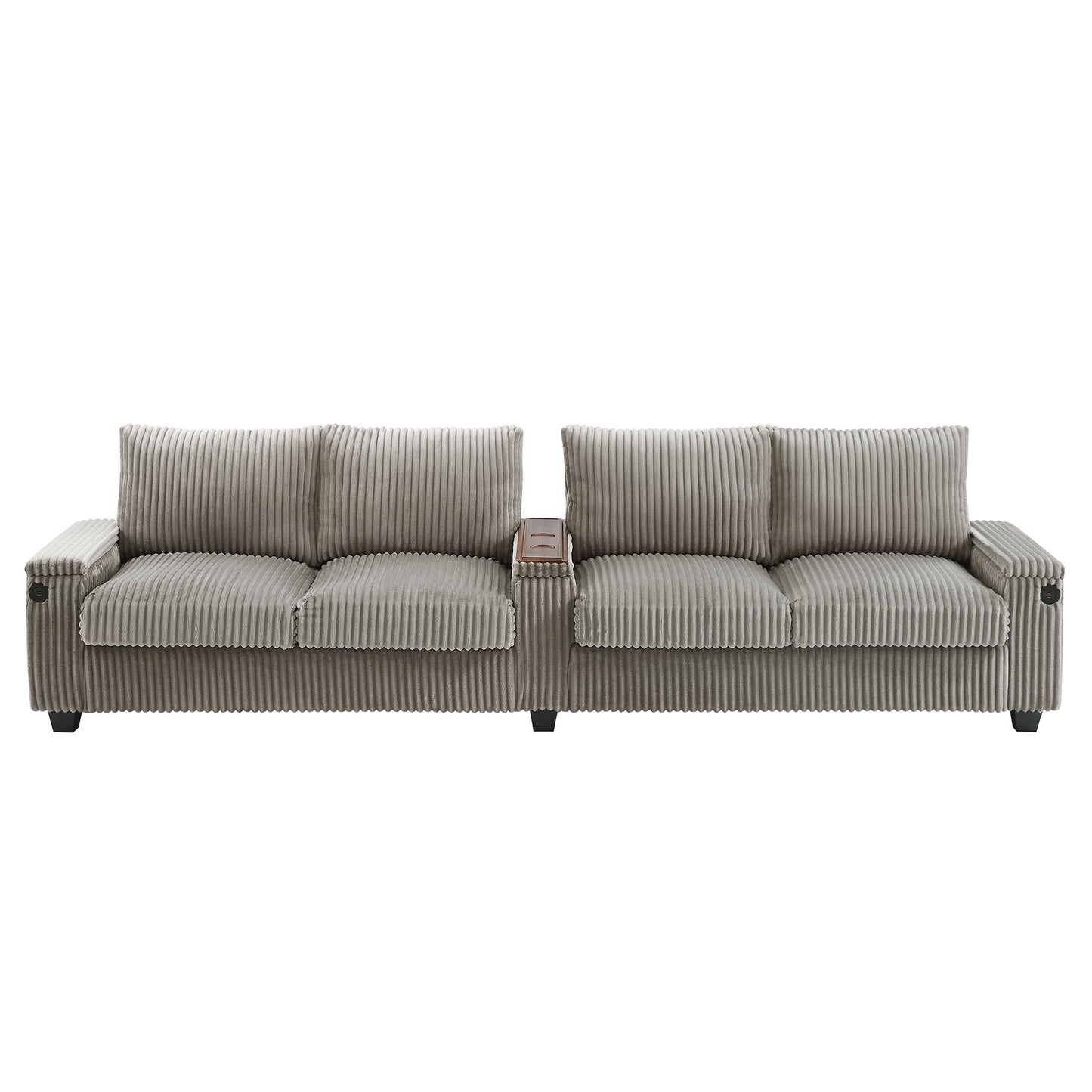 Modern 4 Seater Corduroy Sofa Couch With USB Ports And Hidden Storage