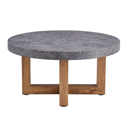 Modern Retro Texture Round Coffee Table With Crossed Legs - Gray