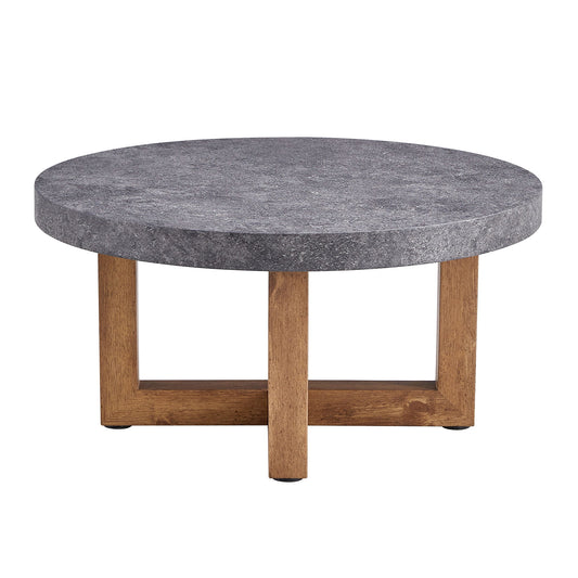Modern Retro Texture Round Coffee Table With Crossed Legs - Gray