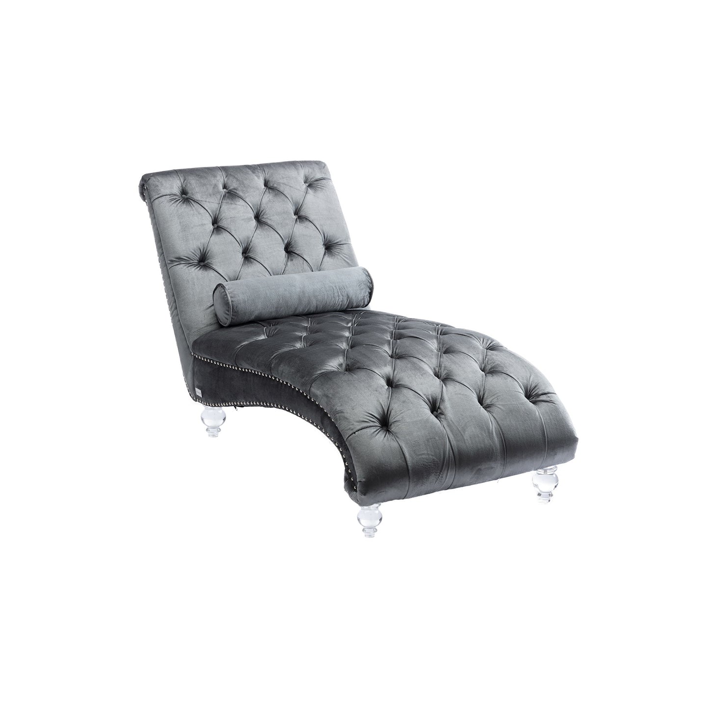 Velvet Chaise Lounge Indoor, Button Tufted Upholstered Chaise Lounge Chair With Pillow