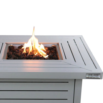 Propane Fire Pit Table - Antique Gray White