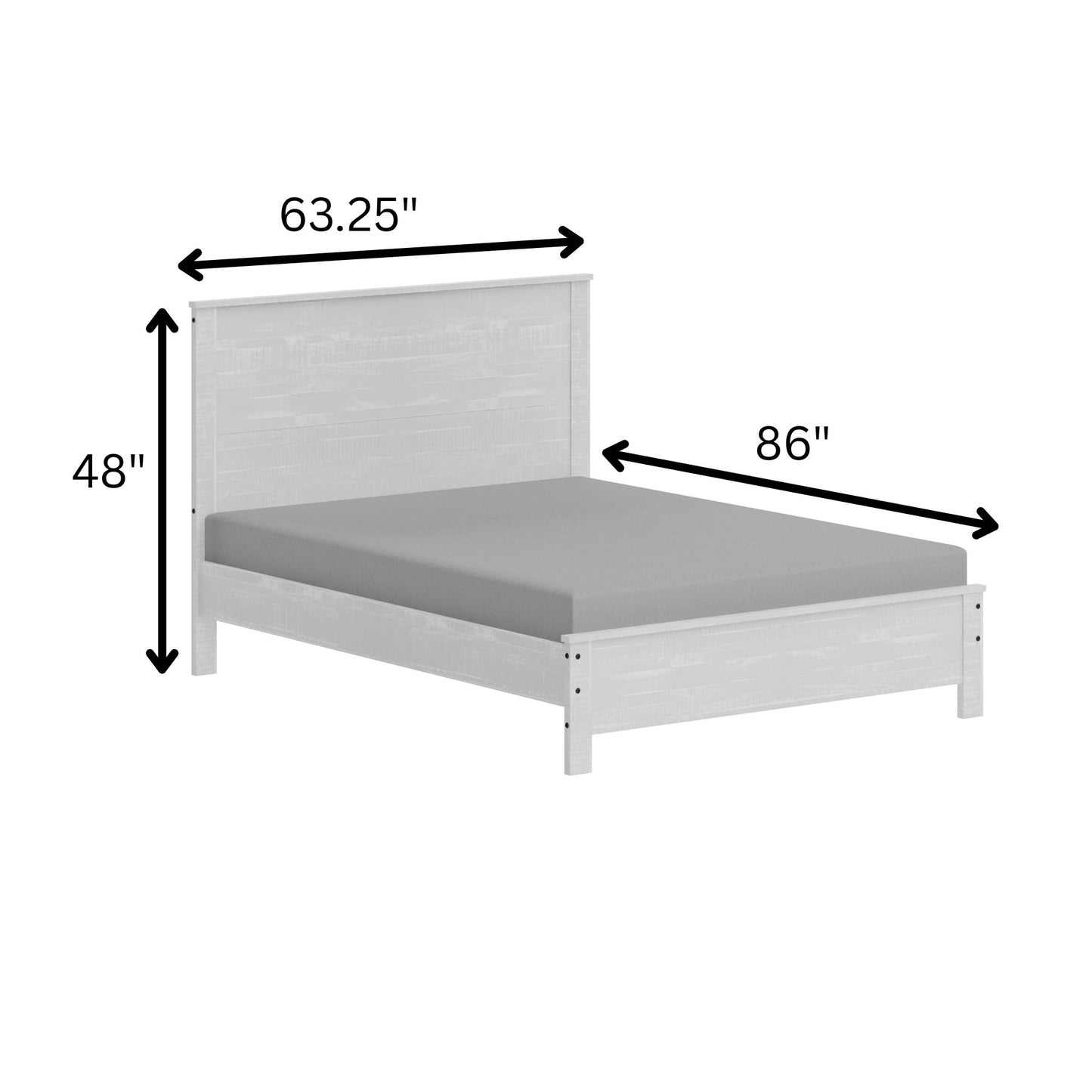 Albany - Bed Frame With Headboard, Heavy Duty Modern Rustic Design