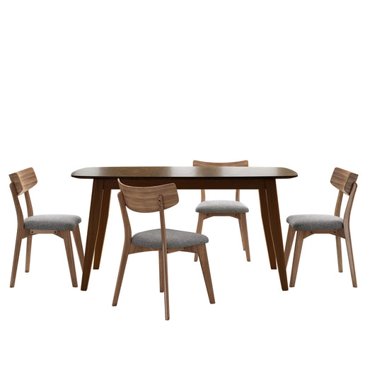 5 Piece Mid - Century Dining Set, Upholstered Dining Chairs