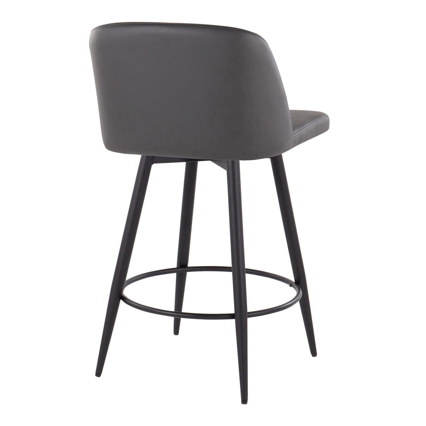 Toriano - Contemporary Fixed-Height, Counter Stool With Swivel With Round Footrest (Set of 2)