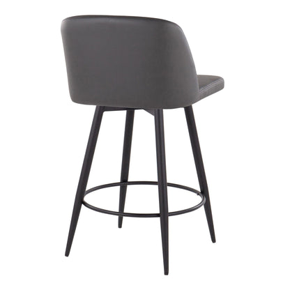 Toriano - Contemporary Fixed-Height, Counter Stool With Swivel With Round Footrest (Set of 2)