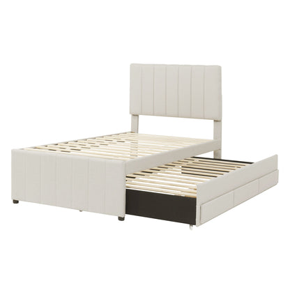 Upholstered Design Platform Bed With Trundle