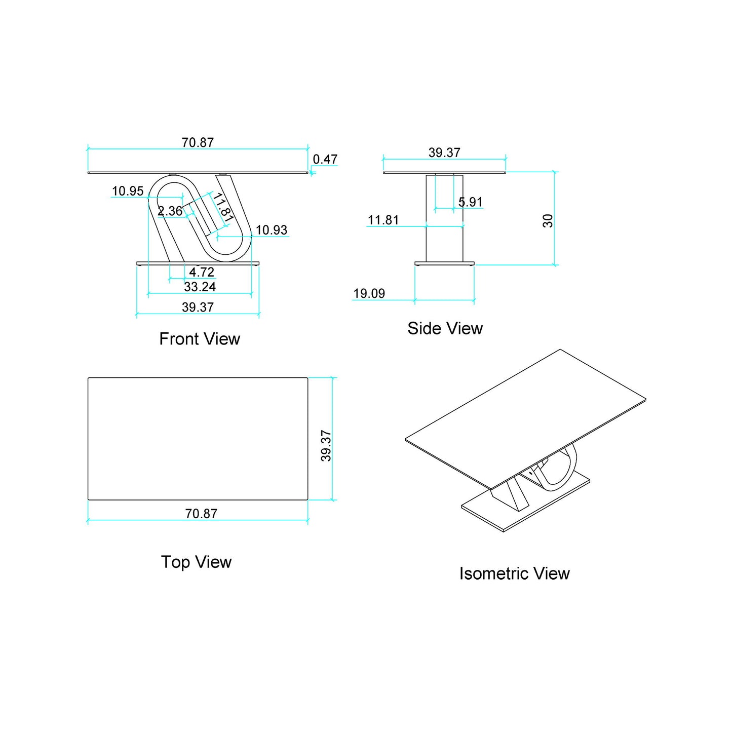 Anne - Dining Table - White / Gray