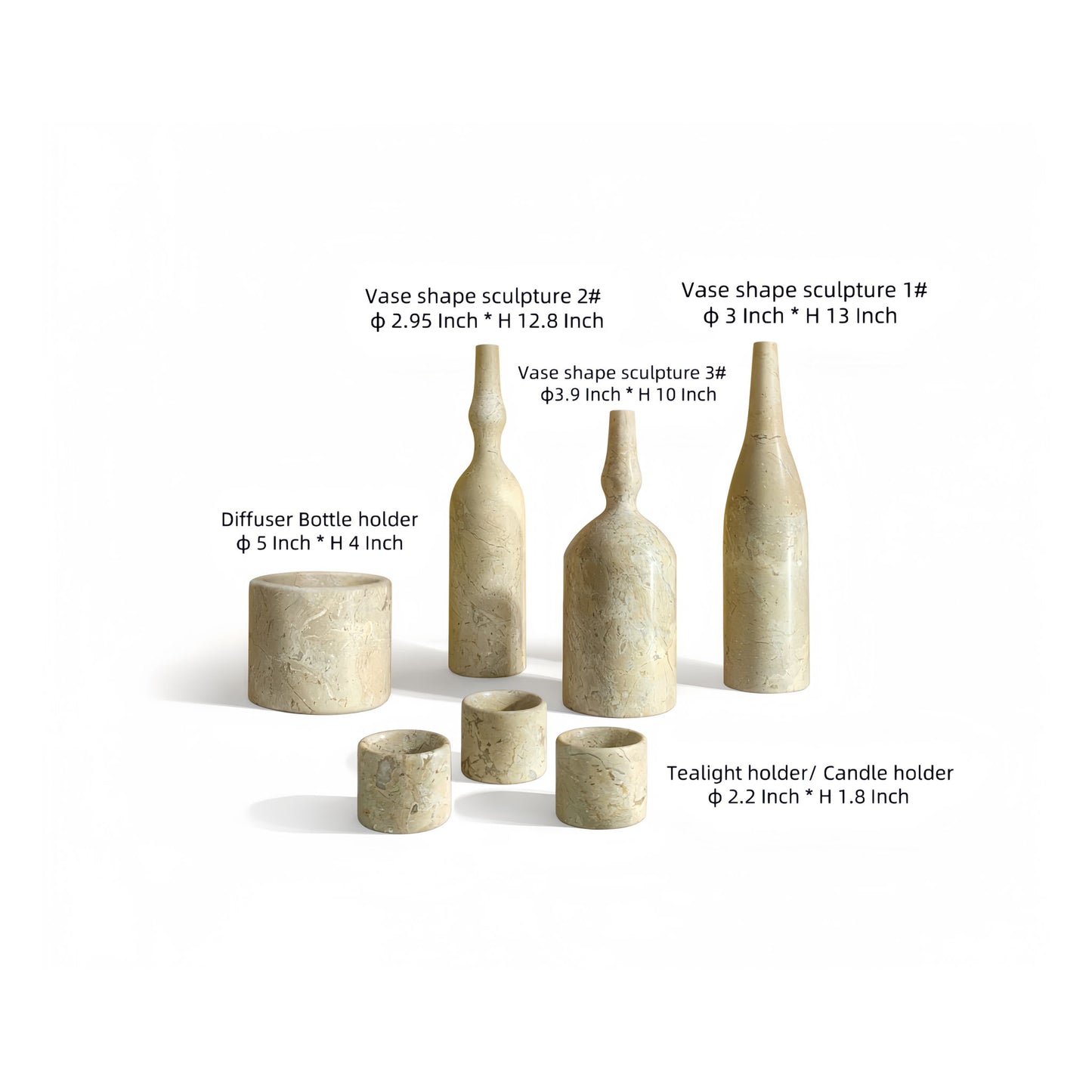 7 Pieces Luxury Natural Marble Living Room Accessories Set