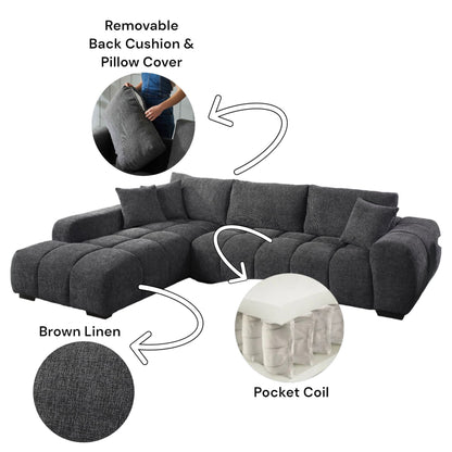 Chosen - Sectional Sofa With Toss Pillows And Chaise