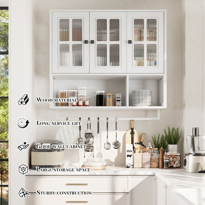 3 Door Wall Cabinet With Glass Door And Towel Bar