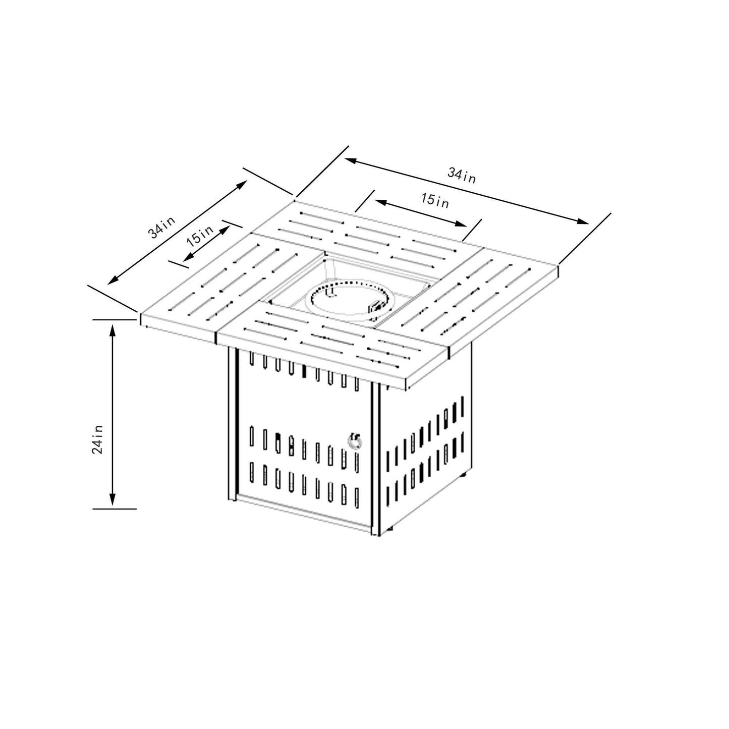 34" Propane Gas Fire Pit Table, 50000 Btu Rectangular Steel Fire Pit For Outside Patio Deck Garden Courtyard - Black