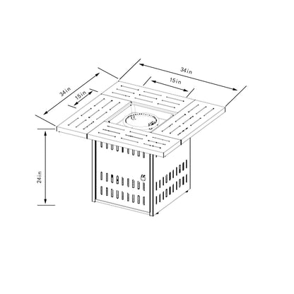 34" Propane Gas Fire Pit Table, 50000 Btu Rectangular Steel Fire Pit For Outside Patio Deck Garden Courtyard - Black