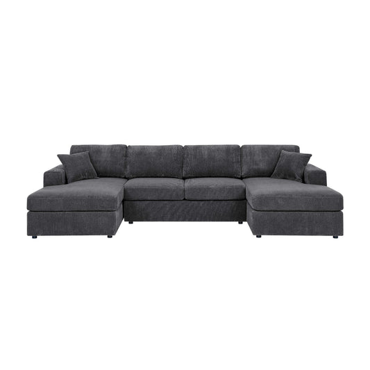 3 Piece Corduroy Double Chaise Sectional Sofa