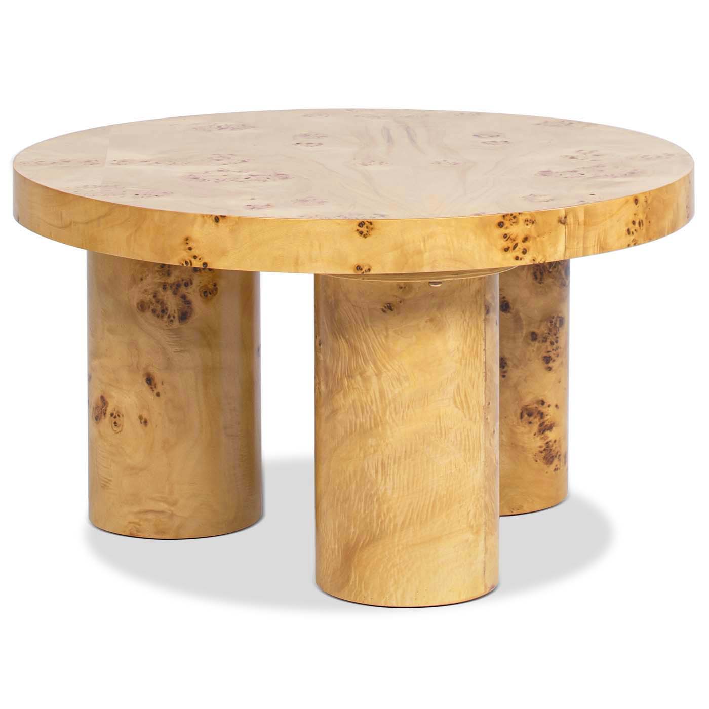 Nebula - Round Pillar Leg Coffee Table - Warm Natural Brown Burl