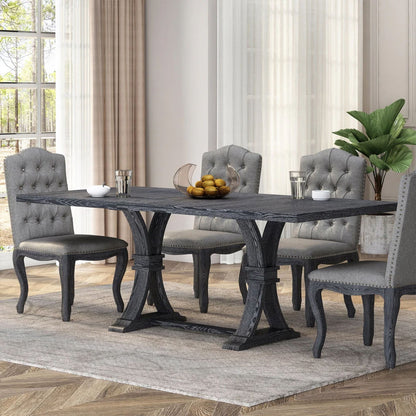 Devingo - Extendable Dining Table Rustic Style - Gray