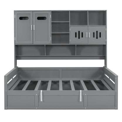 Daybed With All-In-One Cabinet And Shelf