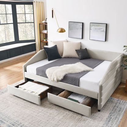 Elegant Daybed With Trundle Upholstered Tufted Sofa Bed